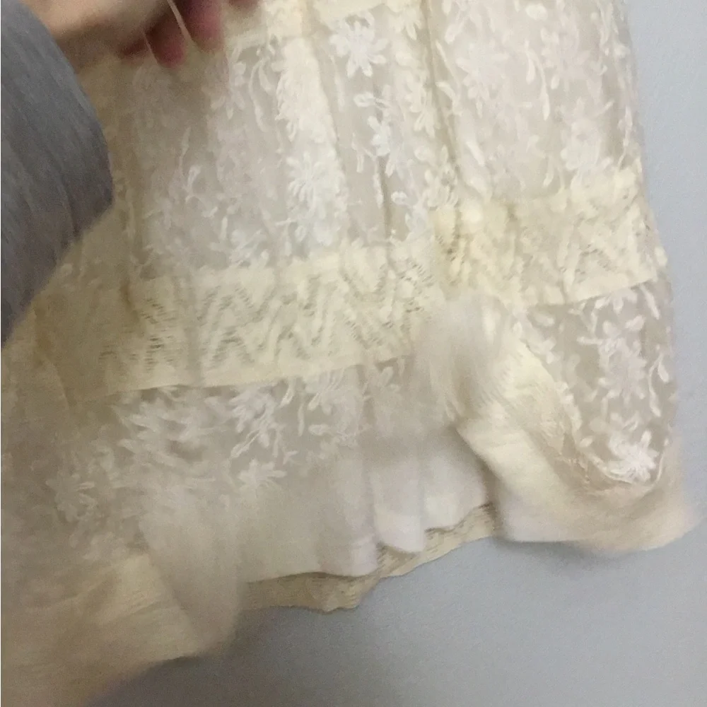 American Eagle Ivory Lace Sheer Lined Dress - Picture 6 of 7